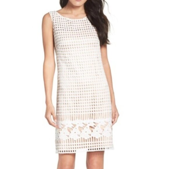 Eliza J Lace Crochet Shift Dress - Picture 1 of 8